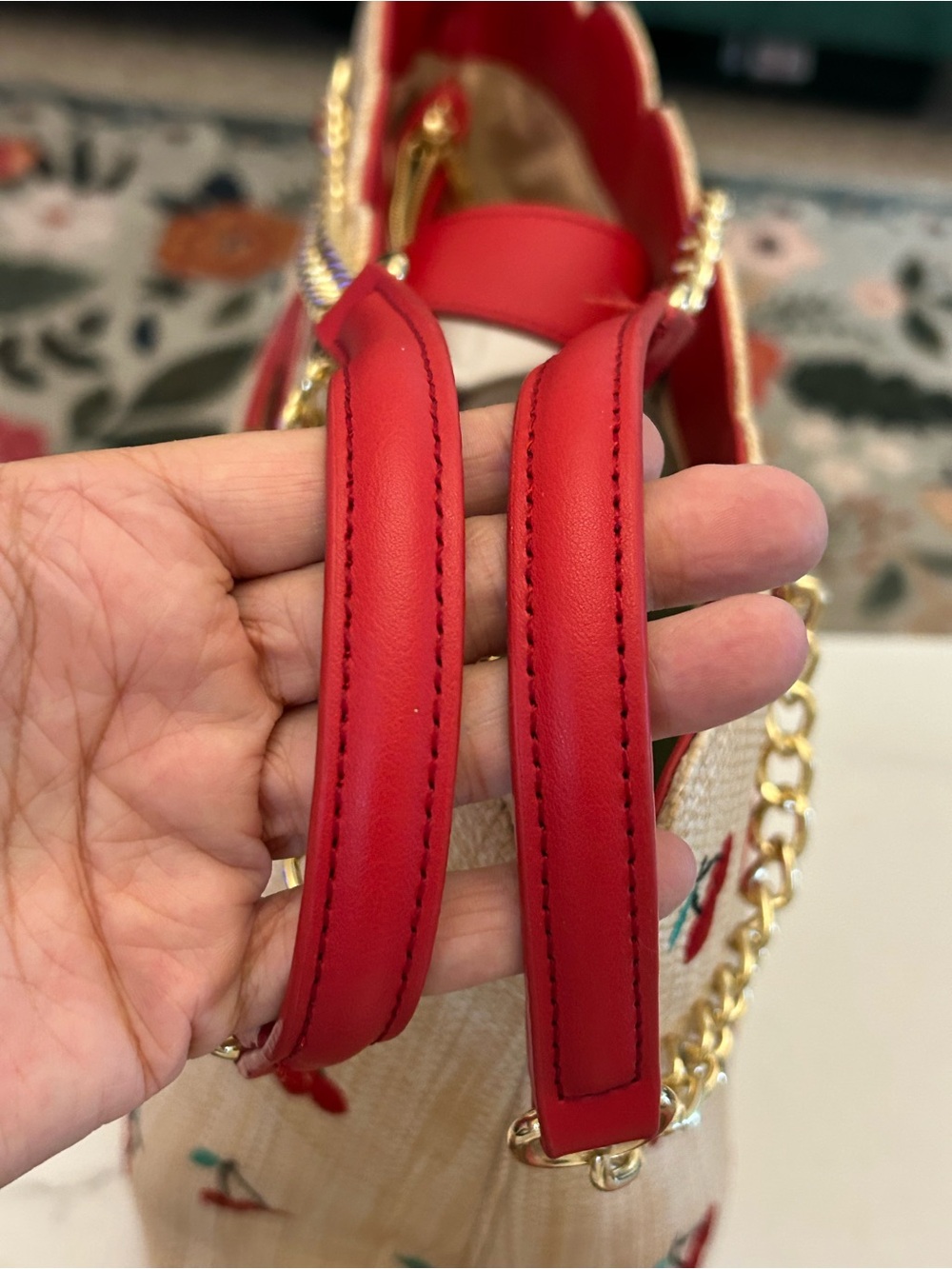 Betsey Johnson 🍒 
Embroidered Cherry Straw Tote  EUC - Picture 6 of 16